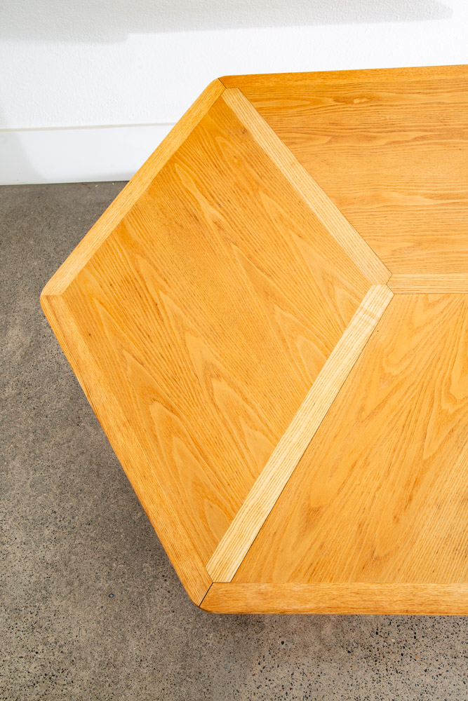 Mid Century Danish Modern Coffee Table Solid White Oak Vintage Hexagon Geometric - Image 9