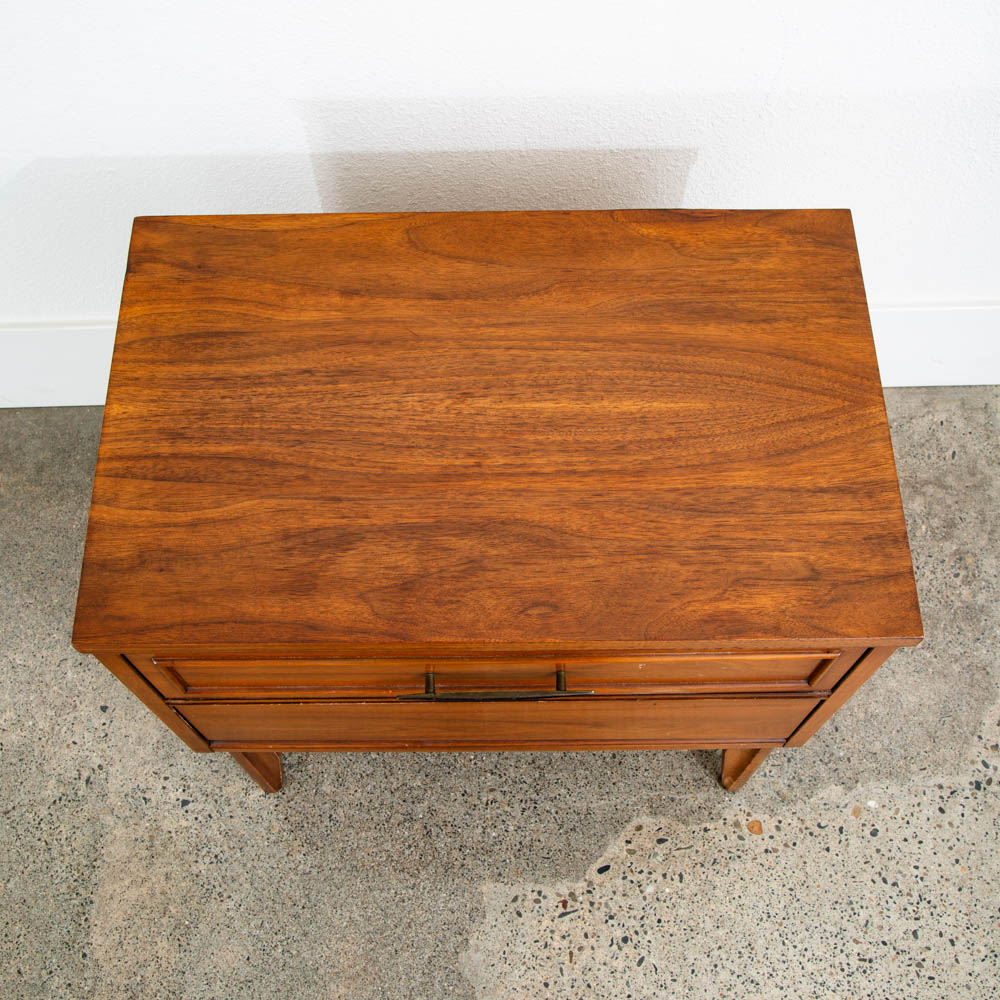 Mid Century Modern Nightstand End Side Table Two Drawers Dixie Shelf Vintage Mcm - Image 3