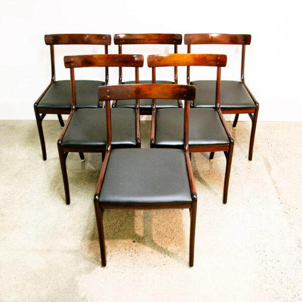 Mid Century Danish Modern Dining Chair Set 6 Ole Wanscher Mahogany Rungstedlun