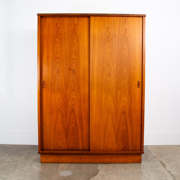 Mid Century Danish Closet Cabinet Armoire Teak Credenza Wardrobe Dyrlund Doors - Image 2