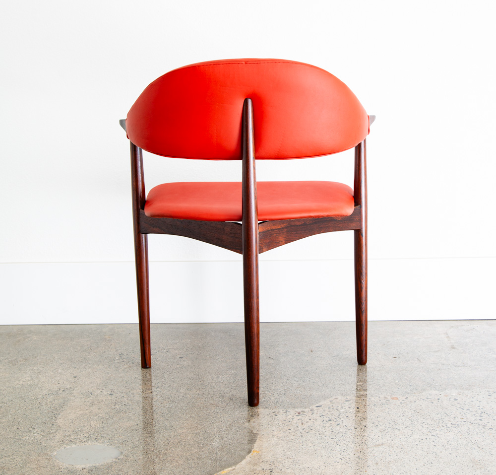 Mid Century Danish Modern Armchair Vestervig Eriksen Rosewood Chair Red Leather - Image 3