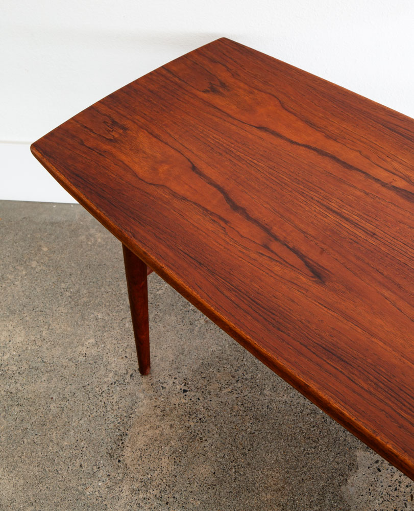 Mid Century Danish Modern Coffee Table Solid Teak Denmark Surfboard Shelf Mcm M - Image 6