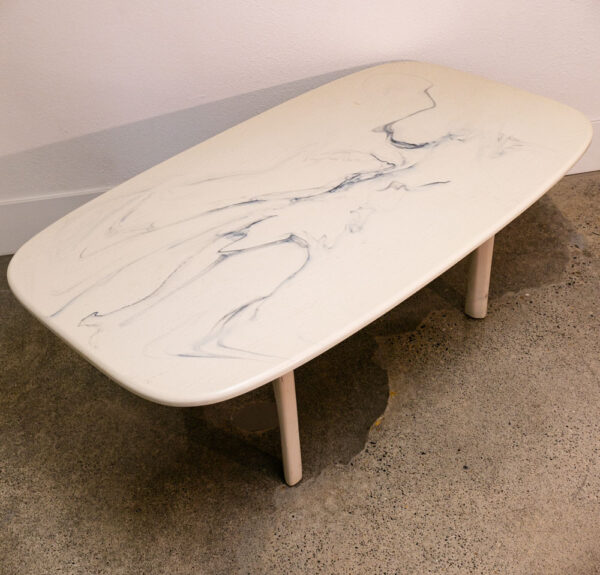 Mid Century Modern Coffee Table White Stone Marble Mcm Italy 2 Piece Vintage NM - Image 3