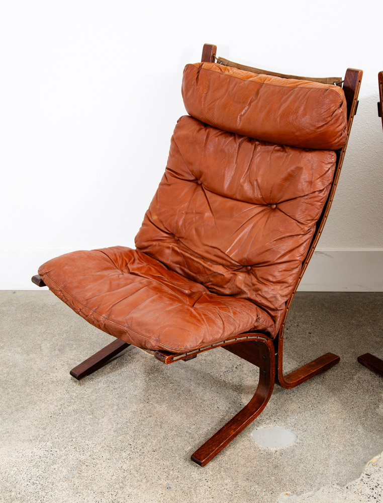 Mid Century Danish Modern Lounge Chair Set Siesta Red Leather Westnofa Pair Mcm - Image 11