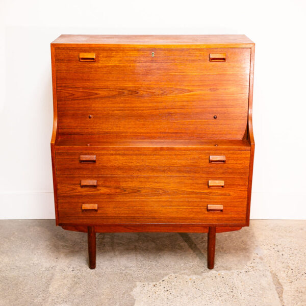 Mid Century Danish Modern Secretary Desk Chest Teak Borge Mogensen Søborg Drop M - Image 2