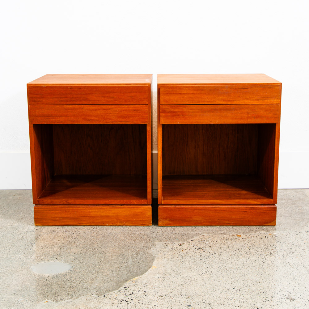 Mid Century Danish Modern Nightstands End Side Tables Teak Arne Wahl Iversen Mcm - Image 2