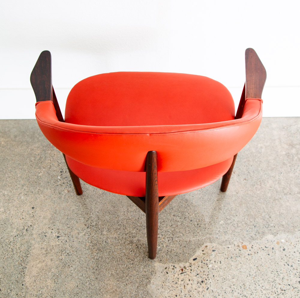 Mid Century Danish Modern Armchair Vestervig Eriksen Rosewood Chair Red Leather - Image 6
