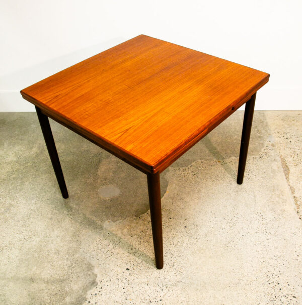 Mid Century Danish Modern Dining Table Teak Square Denmark Extension Leaf x2 Mcm