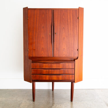 Mid Century Danish Modern Corner Cabinet Unit Teak Bar Mcm Denmark 3 Drawers