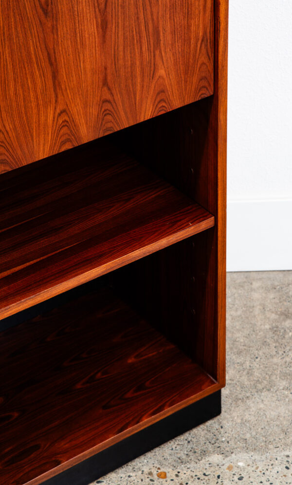 Mid Century Danish Modern Bookshelf Cabinet Rosewood Glass Doors Drop Down Mcm - Image 12