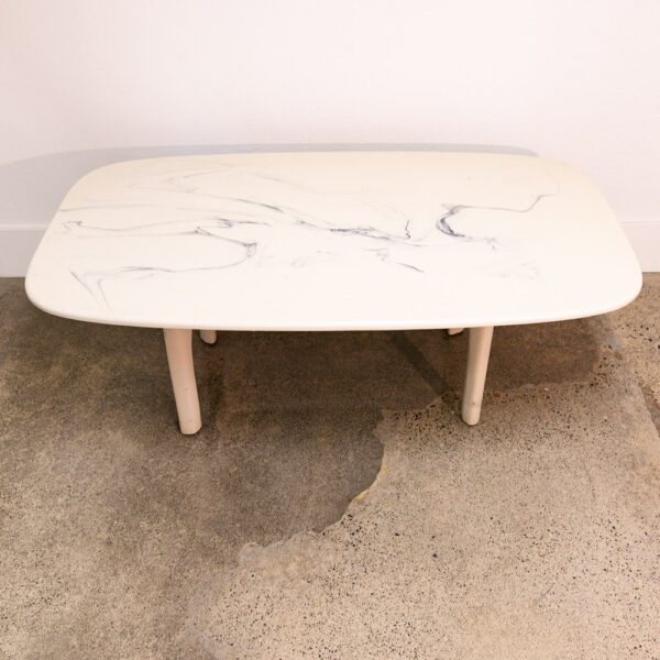 Mid Century Modern Coffee Table White Stone Marble Mcm Italy 2 Piece Vintage NM - Image 10