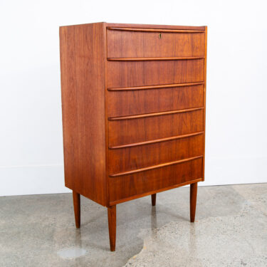 Mid Century Danish Modern Dresser Highboy 6 Drawer Teak Denmark Locking Compact