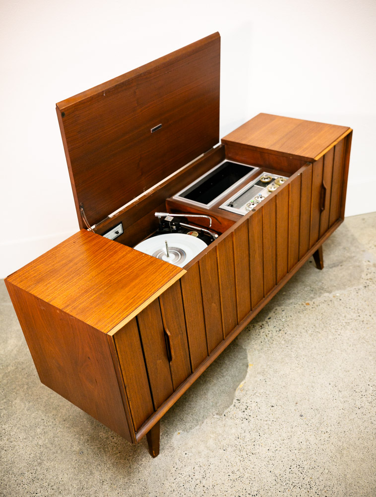 Mid Century Modern Credenza Stereo Console Record Player Zenith Hifi Radio Wood - Image 5