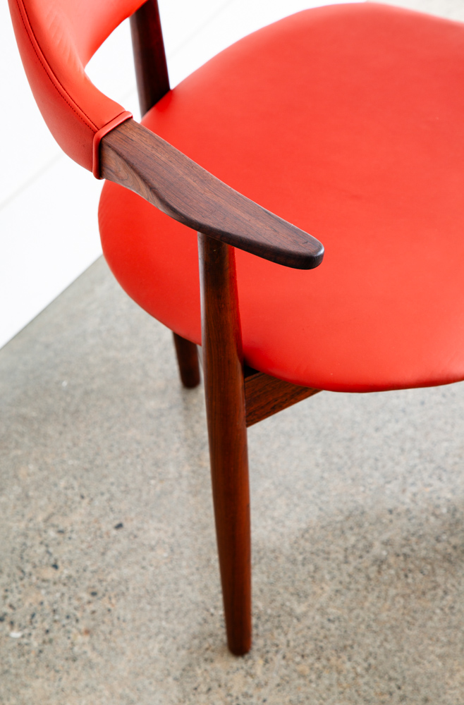 Mid Century Danish Modern Armchair Vestervig Eriksen Rosewood Chair Red Leather - Image 8