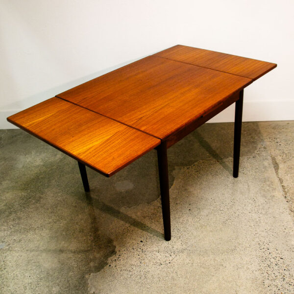 Mid Century Danish Modern Dining Table Teak Square Denmark Extension Leaf x2 Mcm - Image 3