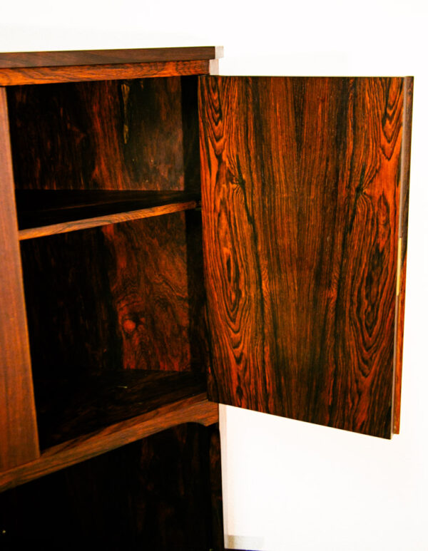 Mid Century Danish Modern Corner Cabinet Rosewood Bar Denmark Drawers Locking VG - Image 5