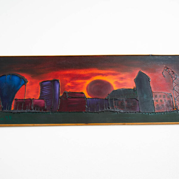 Mid Century Modern Original Art Surrealist Landscape Sun Set Painting Original - Image 10