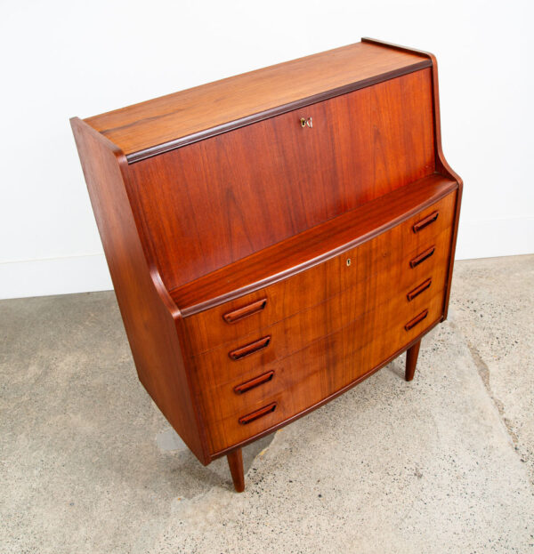 Mid Century Danish Modern Secretary Desk Bureau Denmark Teak Drawer PMJ Mcm - Image 3