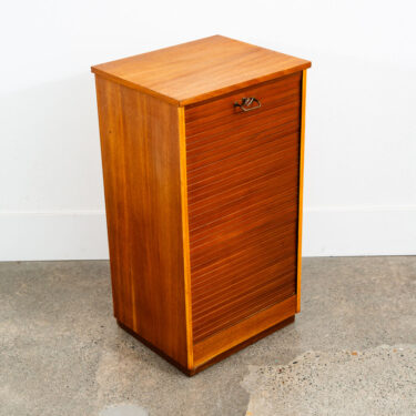 Mid Century Modern File Cabinet Roll Up Tambour Door Wood Compact Office Storage
