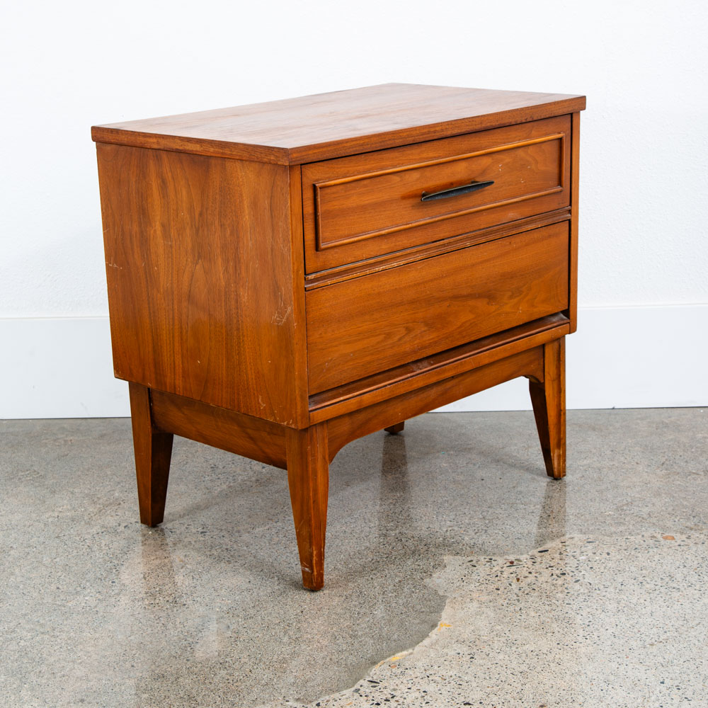 Mid Century Modern Nightstand End Side Table Two Drawers Dixie Shelf Vintage Mcm