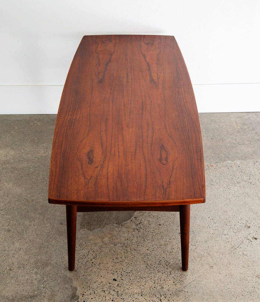 Mid Century Danish Modern Coffee Table Solid Teak Denmark Surfboard Shelf Mcm M - Image 7