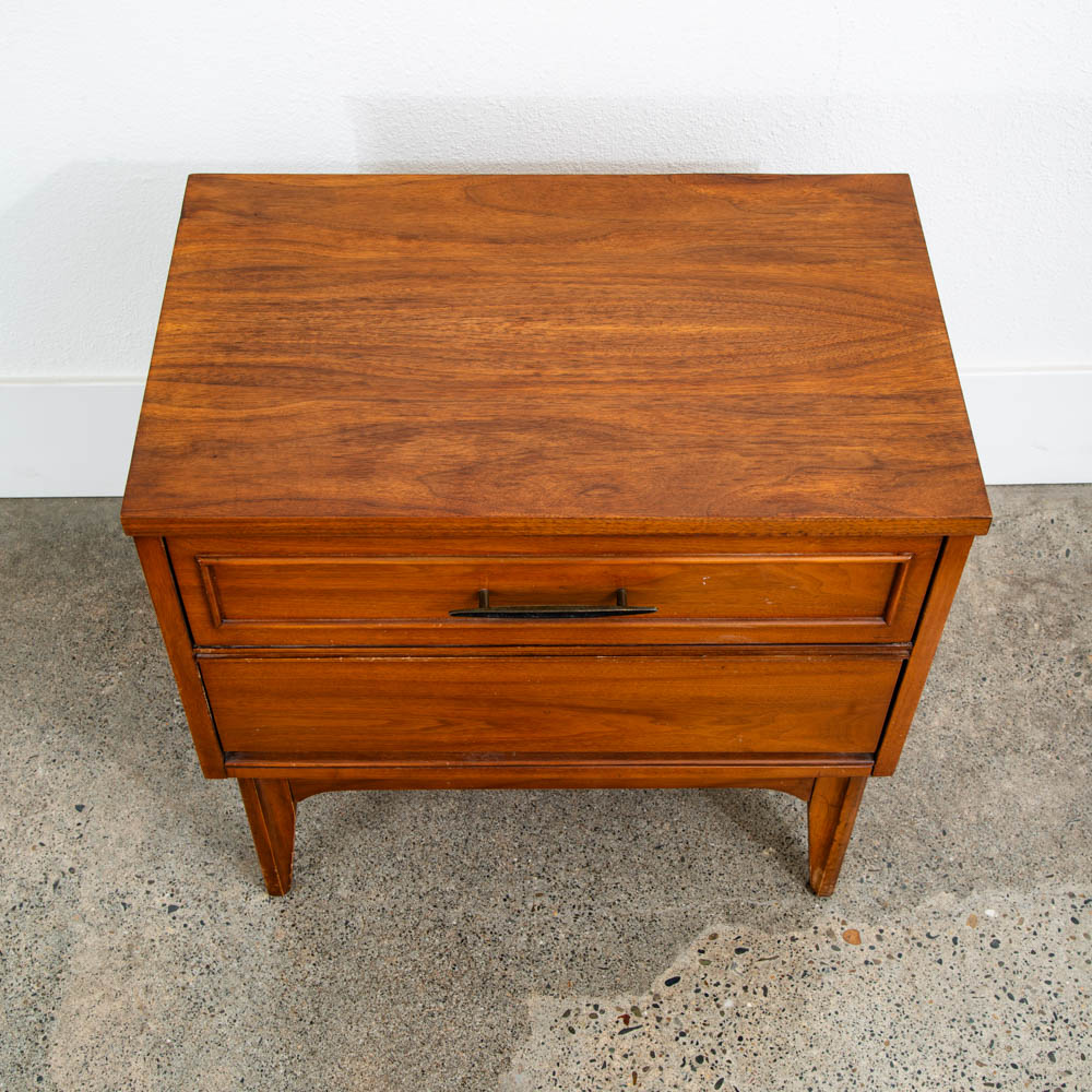 Mid Century Modern Nightstand End Side Table Two Drawers Dixie Shelf Vintage Mcm - Image 5