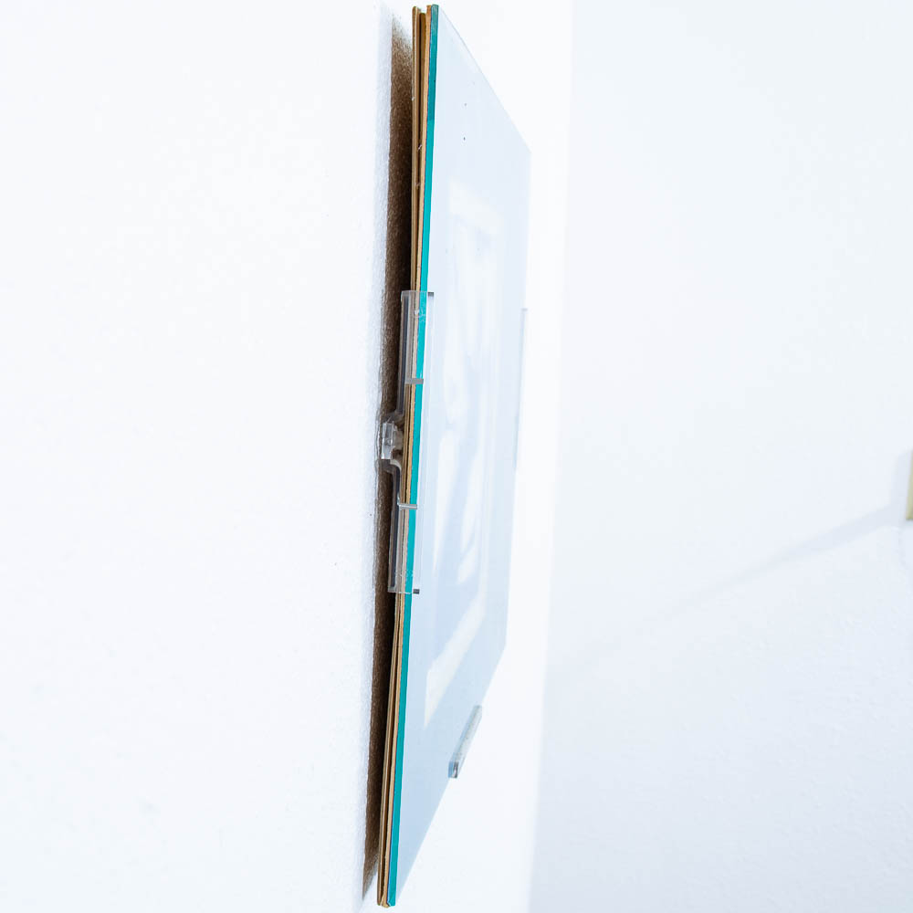 Mid Century Modern Framed Escher Style Negative Space Art Print Blue White 1978 - Image 9