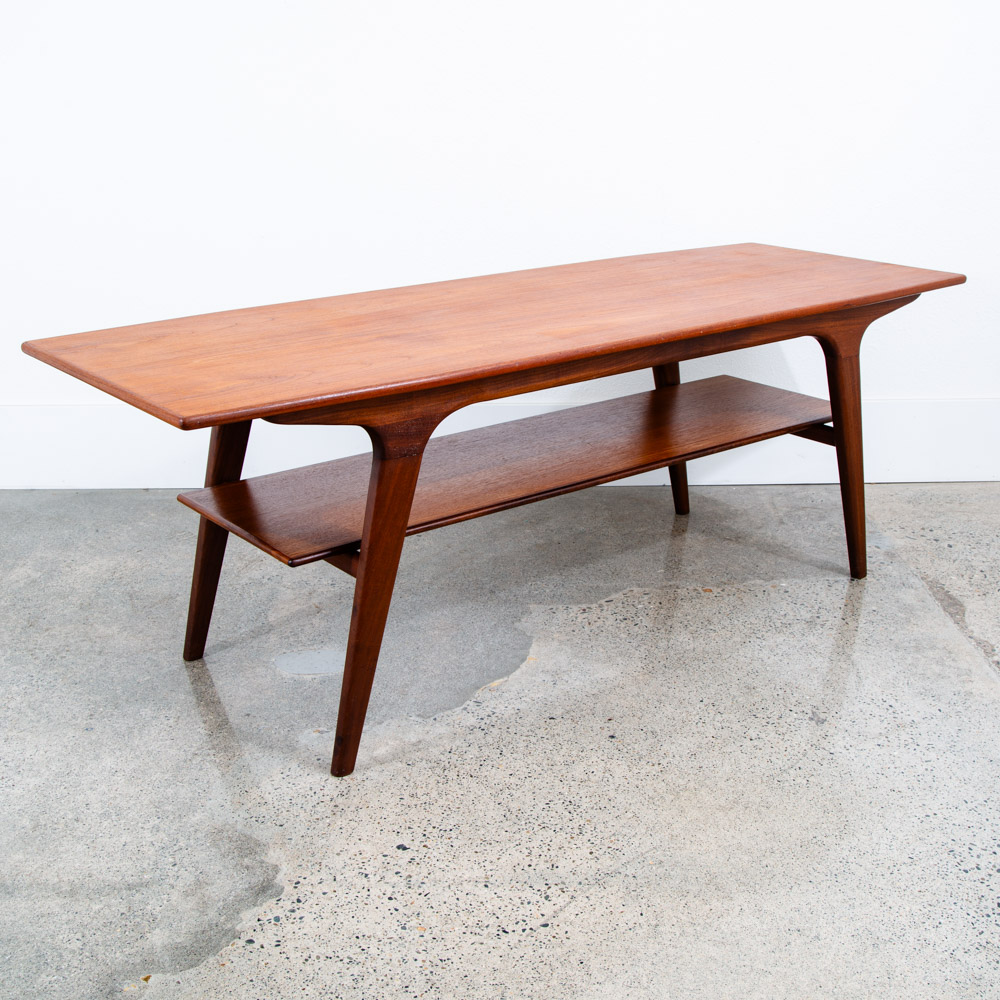 Mid Century Danish Modern Coffee Table Solid Teak Drawer Johannes Andersen Uldum - Image 4