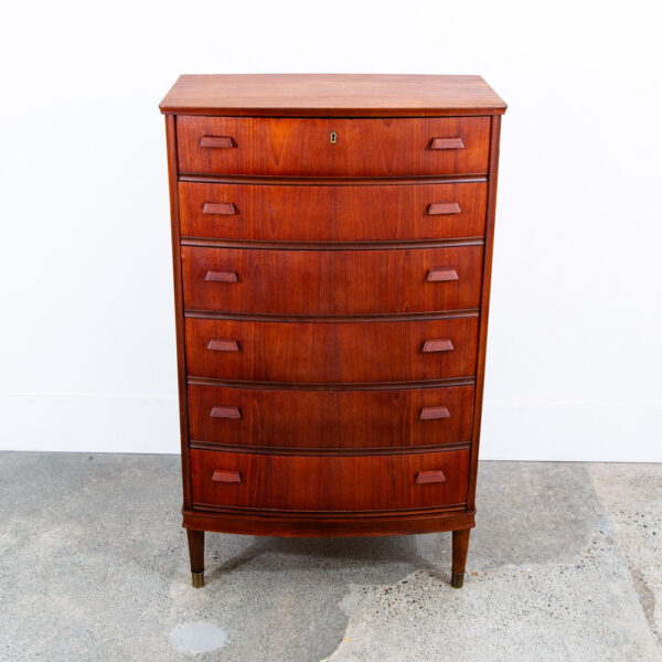 Mid Century Danish Modern Highboy Dresser 6 Drawer Teak Handles Denmark Locking - Image 6