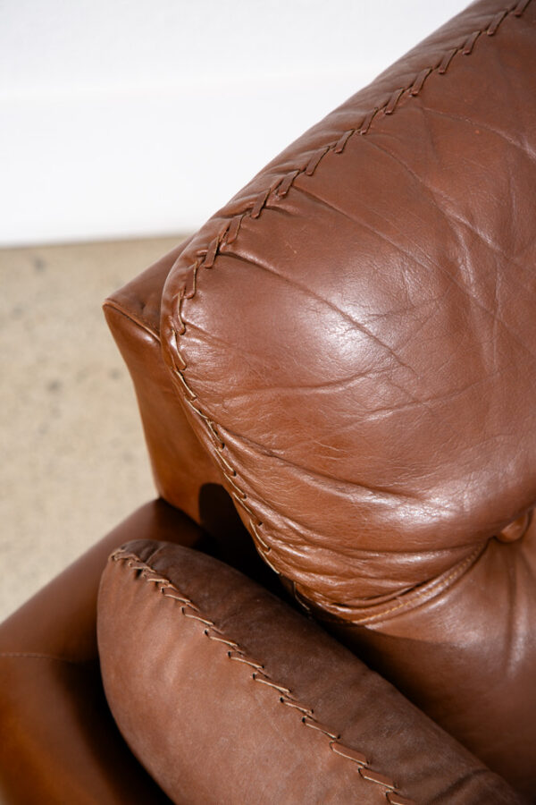 Mid Century Modern Lounge Chair Cognac Brown Caramel Leather Vintage Chrome Mcm - Image 7