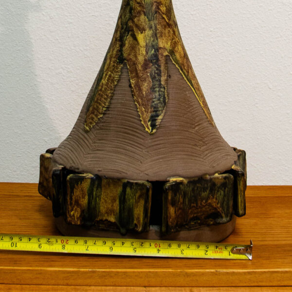 Mid Century Modern Ceramic Table Lamp Gold and Brown Vintage Danish Lamp Shade - Image 11