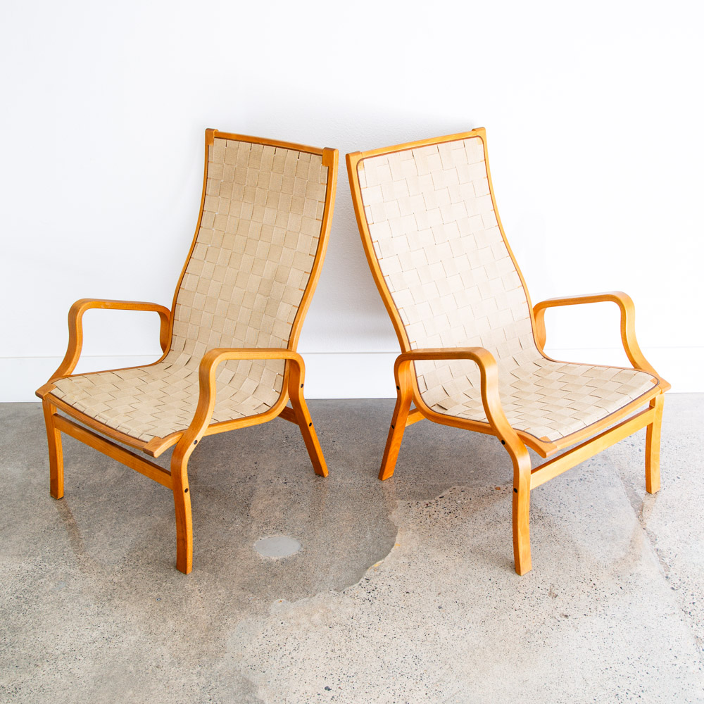 Mid Century Danish Modern Lounge Chair Set Armchair Cream Finn Ostergaard Pair