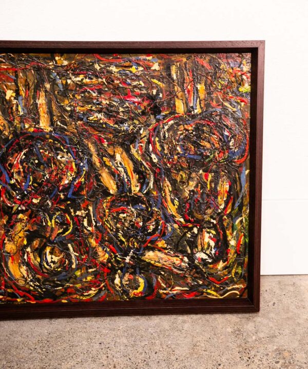 Mid Century Modern Art Original Abstract Expressionism Pollock Bright Colors Mcm - Image 12