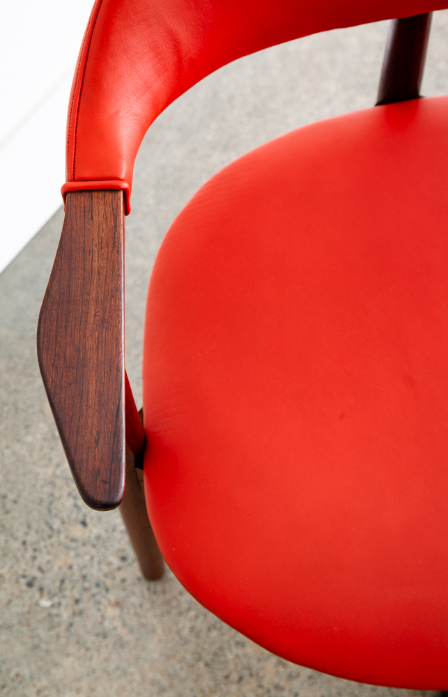 Mid Century Danish Modern Armchair Vestervig Eriksen Rosewood Chair Red Leather - Image 10