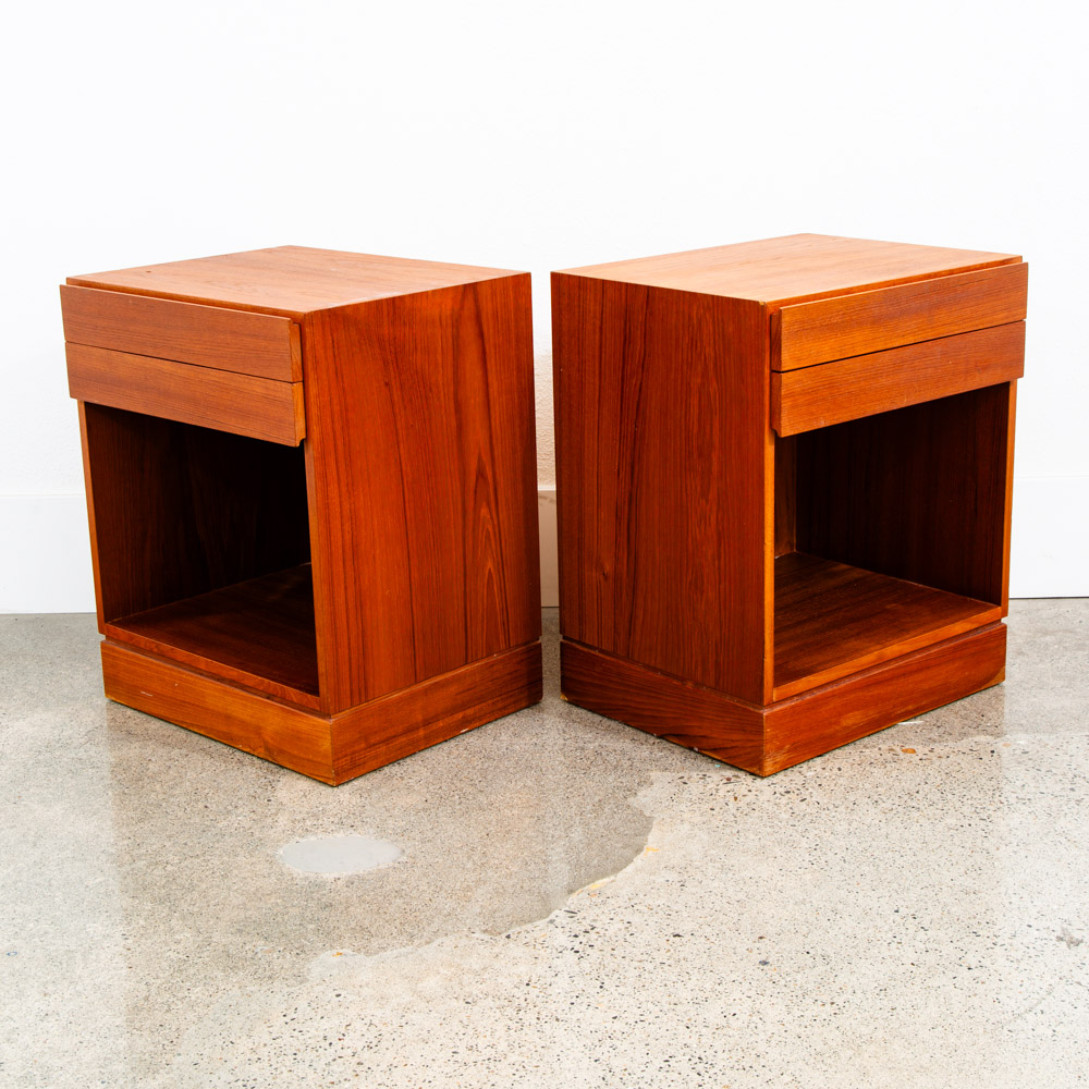 Mid Century Danish Modern Nightstands End Side Tables Teak Arne Wahl Iversen Mcm