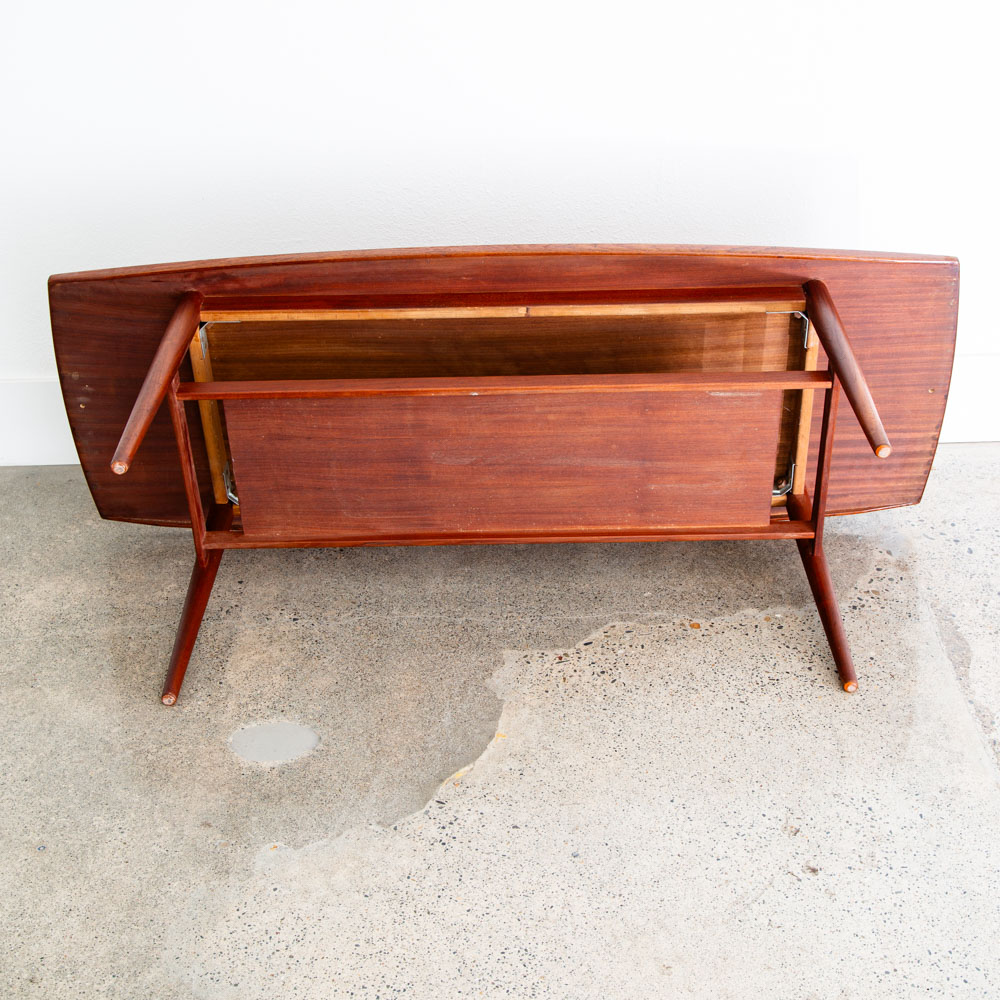 Mid Century Danish Modern Coffee Table Solid Teak Denmark Surfboard Shelf Mcm M - Image 12