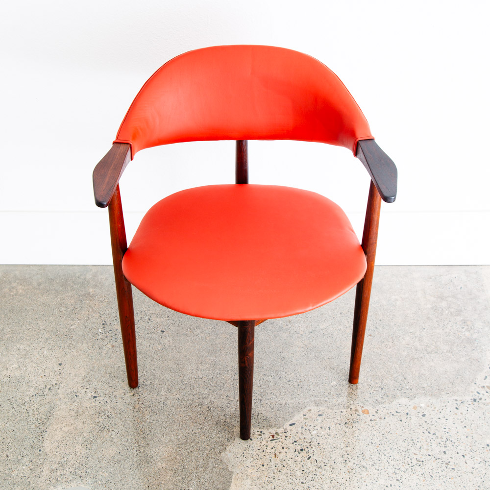 Mid Century Danish Modern Armchair Vestervig Eriksen Rosewood Chair Red Leather - Image 2