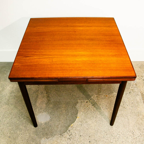 Mid Century Danish Modern Dining Table Teak Square Denmark Extension Leaf x2 Mcm - Image 2