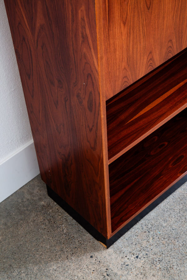 Mid Century Danish Modern Bookshelf Cabinet Rosewood Glass Doors Drop Down Mcm - Image 10