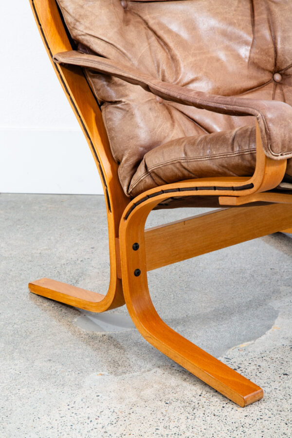 Mid Century Danish Modern Lounge Chair Set Siesta Tan Leather Westnofa Pair Arms - Image 8