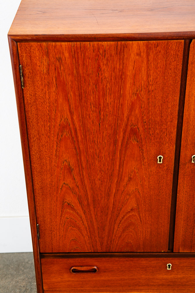 Mid Century Danish Modern Hutch Cabinet Solid Teak Doors Denmark Compact Vintage - Image 9