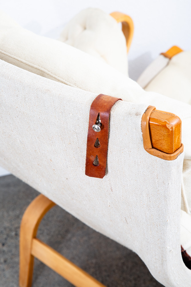 Mid Century Danish Modern Lounge Chair Dux Bruno Mathsson Pernilla White Fabric - Image 11
