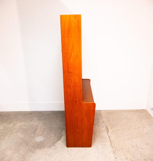 Mid Century Danish Modern Credenza Bookshelf Cabinet Teak Shelves Glass Doors NM - Image 12