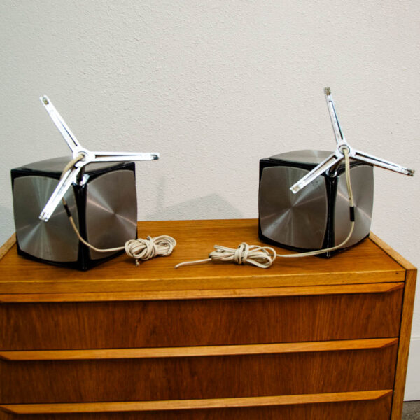 Mid Century Modern Speakers Grundig Hifi Audiorama Space Age Germany Pair Cube - Image 2