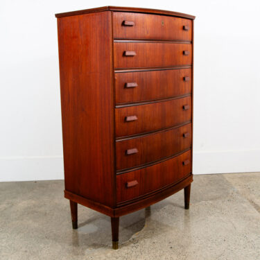 Mid Century Danish Modern Highboy Dresser 6 Drawer Teak Handles Denmark Locking