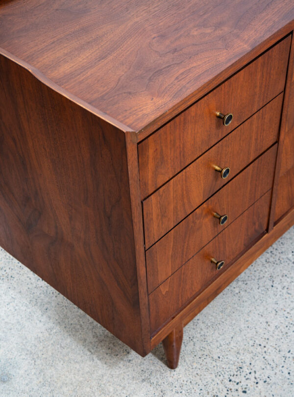 Mid Century Modern Credenza Dresser 10 Drawer Stanley Walnut Mcm Brass Handles - Image 9