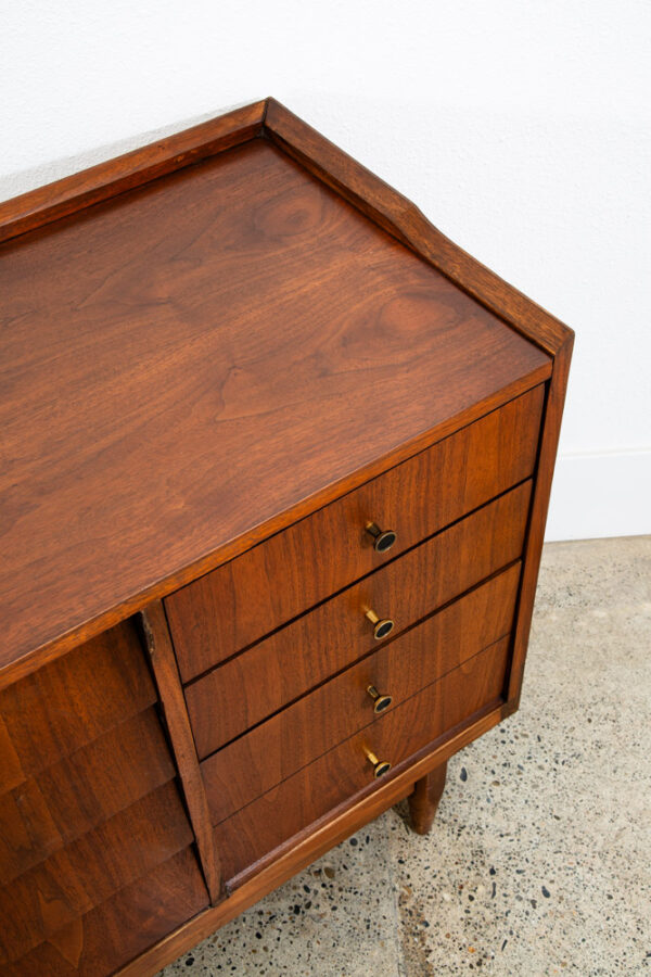 Mid Century Modern Credenza Dresser 10 Drawer Stanley Walnut Mcm Brass Handles - Image 12