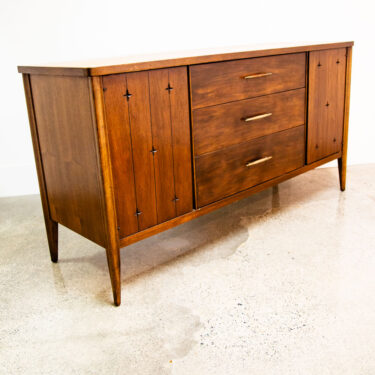 Mid Century Modern Credenza Cabinet Broyhill Saga Wide 3 Drawer Walnut Solid Mcm