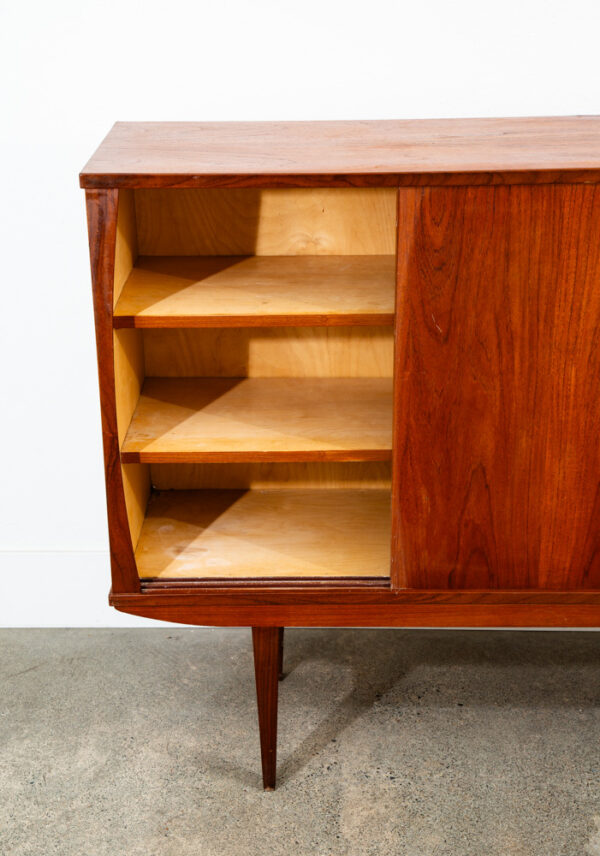 Mid Century Danish Modern Credenza Sideboard Denmark Bar Drawers Denmark Teak VG - Image 12
