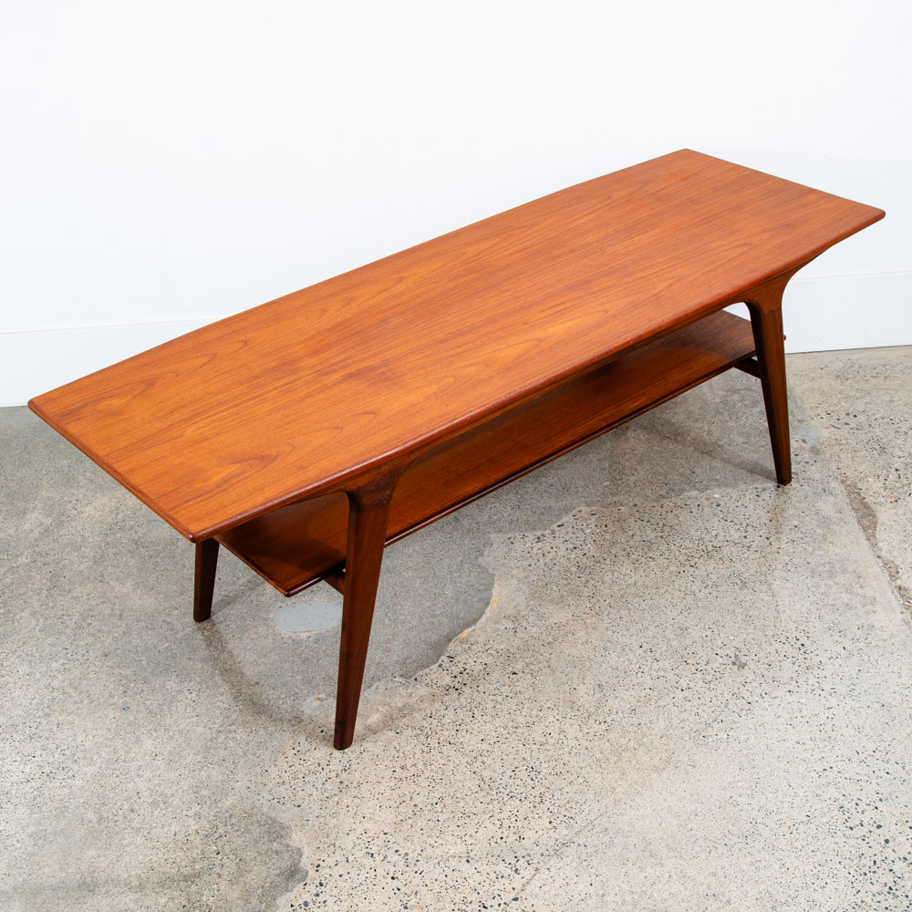 Mid Century Danish Modern Coffee Table Solid Teak Drawer Johannes Andersen Uldum
